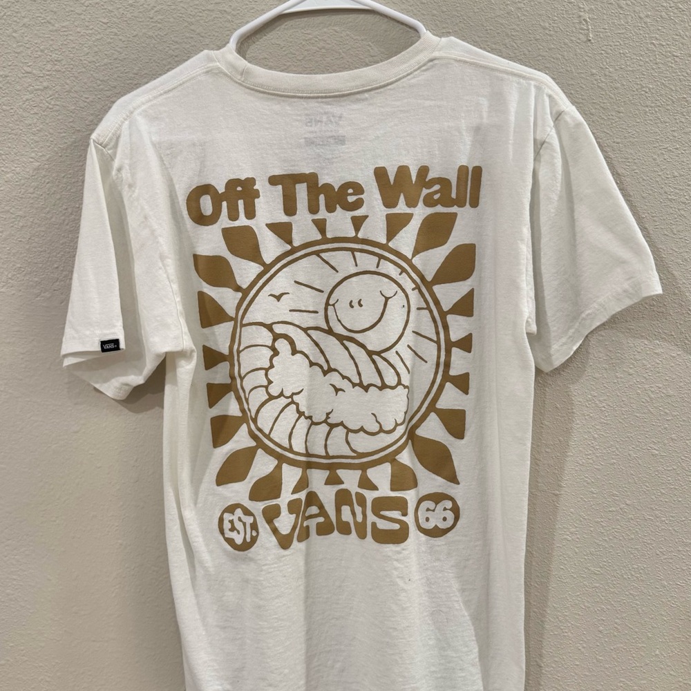Vans Off The Wall White and Gold Graphic Tee